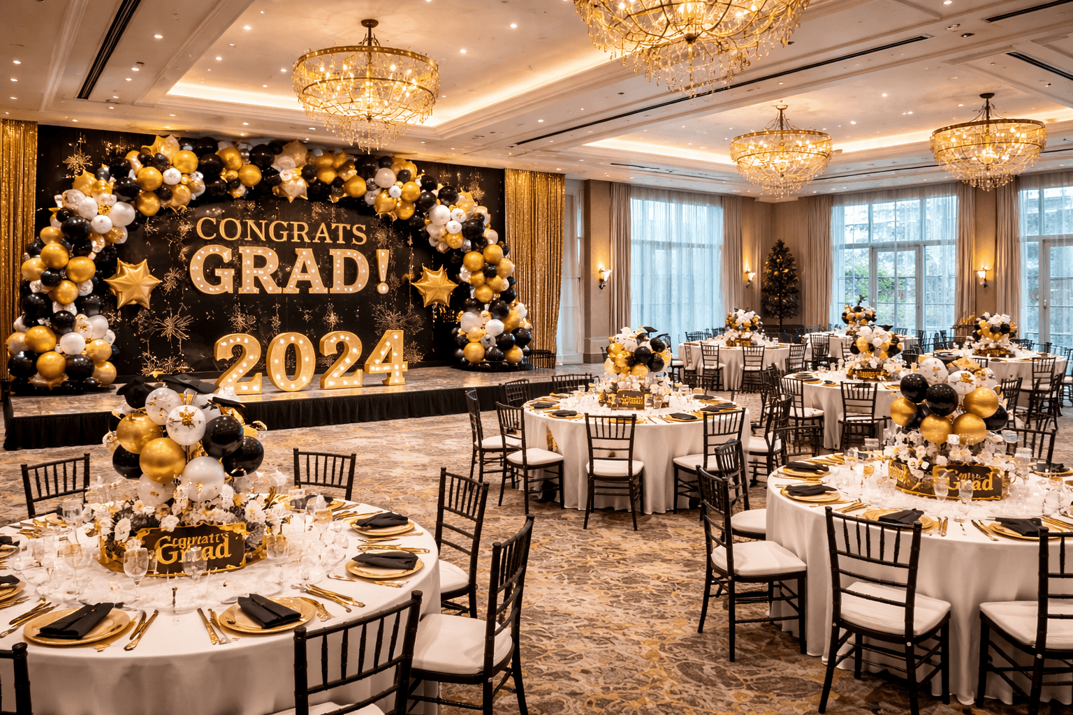 A spring porch styled with bud branches, tulip planters, brass lanterns, and a hand-tied wreath at dusk